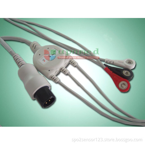 Universal One piece 3-lead ECG Cable with leadwires